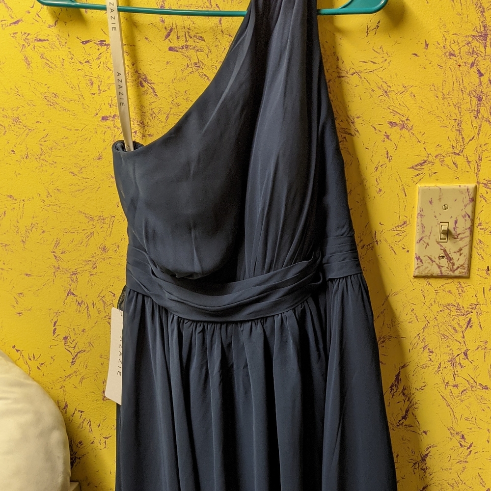 Azazie Mathilda Bridesmaids Navy Blue Dress